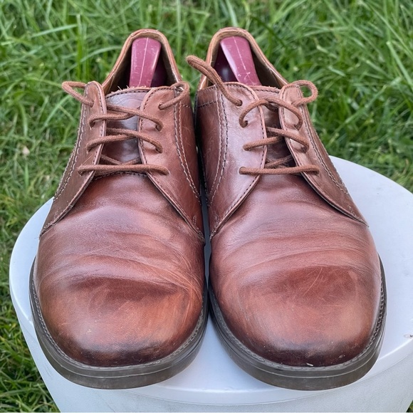 Clarks Shoes Mens 12 Brown Leather Plain Toe Oxford Lace Up Cushioned Ortholite - Picture 5 of 13
